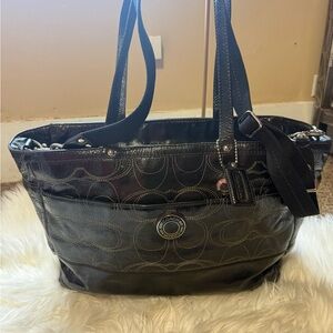 Coach Black Signature Tote Bag
